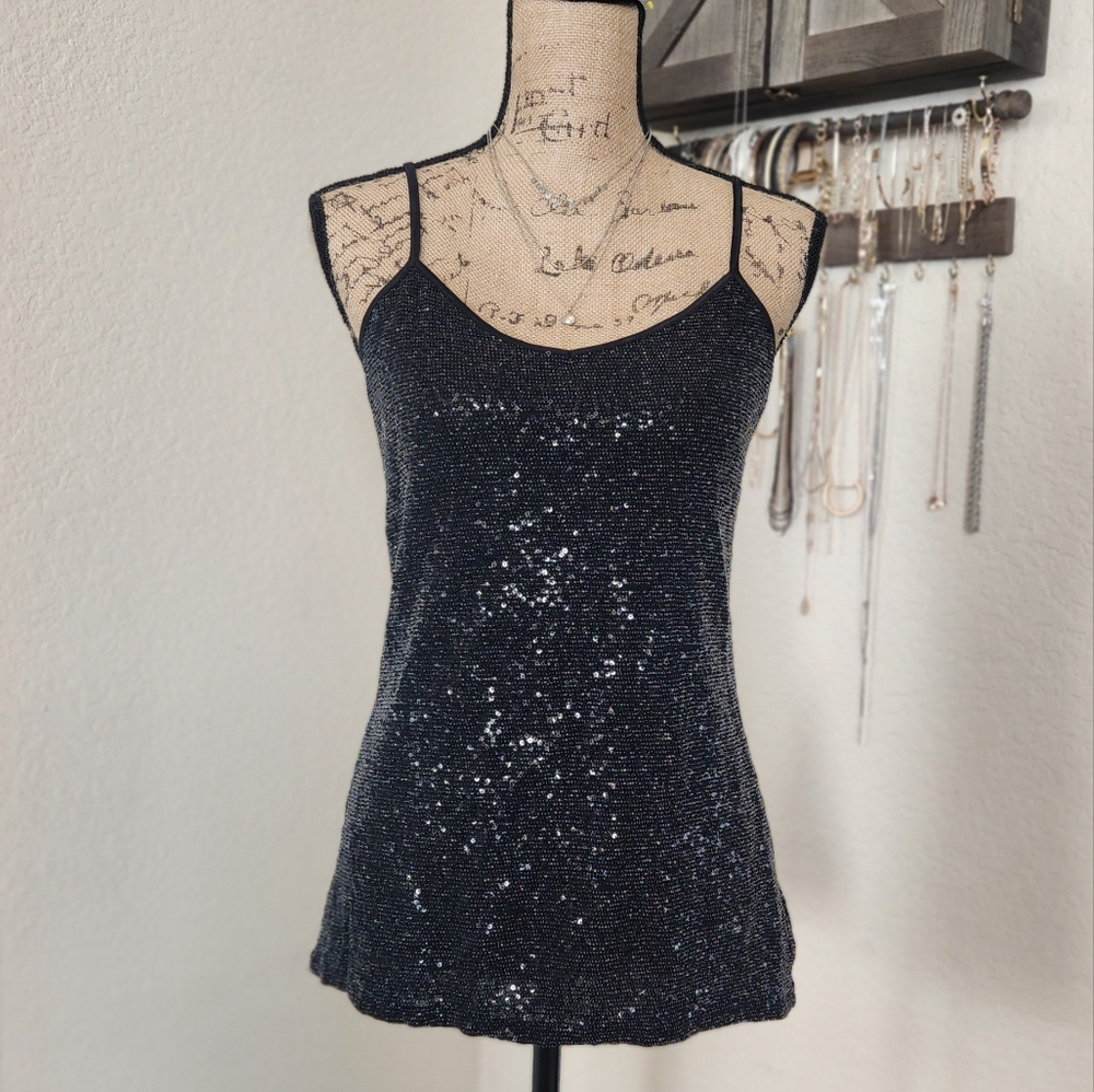 Black Sequenced Tank Top